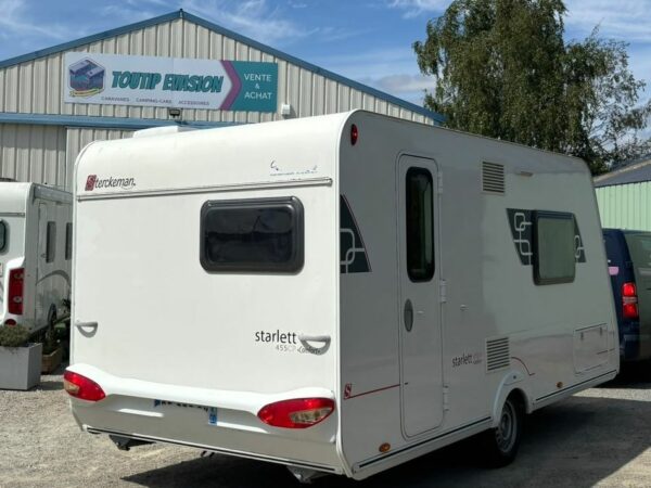 Sterckeman starlett 455 cp – 2015 – grand lit central 160 cm – ptac 1 200 kg – auvent – grand frigo trimix